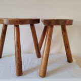 Pair of half-moon tripod stools