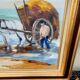 Framed oil on canvas signed Riotte seaweed collector L 81.5 cm Brittany Finistère