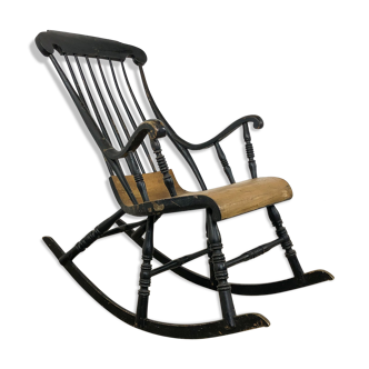 Swedish antique black painted rocking chair
