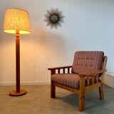 Old vintage Scandinavian design pine armchair from the 70s
