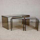 Nesting tables smoked glass by Gallotti & Radice
