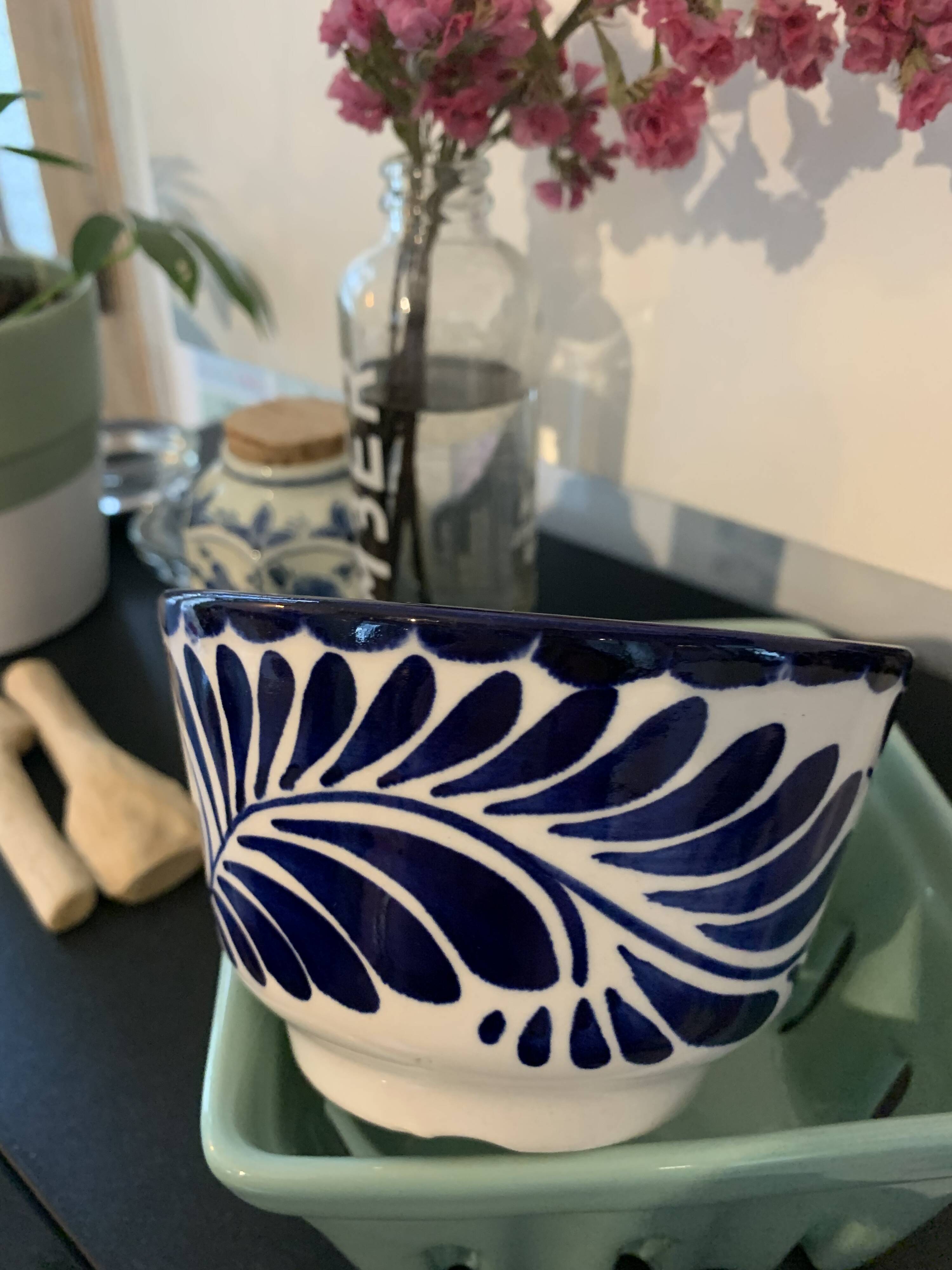 Vintage hard blue & white ceramic bowl - Anfora: art from Madagascar - TBEG!