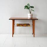 Vintage Scandinavian coffee table in teak with brass shelf