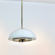 Glashütte Limburg Mushroom Pendant Light in Opal Glass and Brass