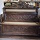 19th century carved wooden chest bench
