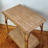 Rattan and cork side table