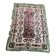 Old floral cotton velvet rug or throw with fringes, 180 x 130 cm