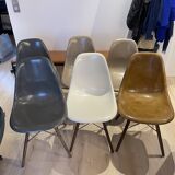 Lot of 6 Eames chairs from the 60s (4 colours) genuine fibreglass + new legs.