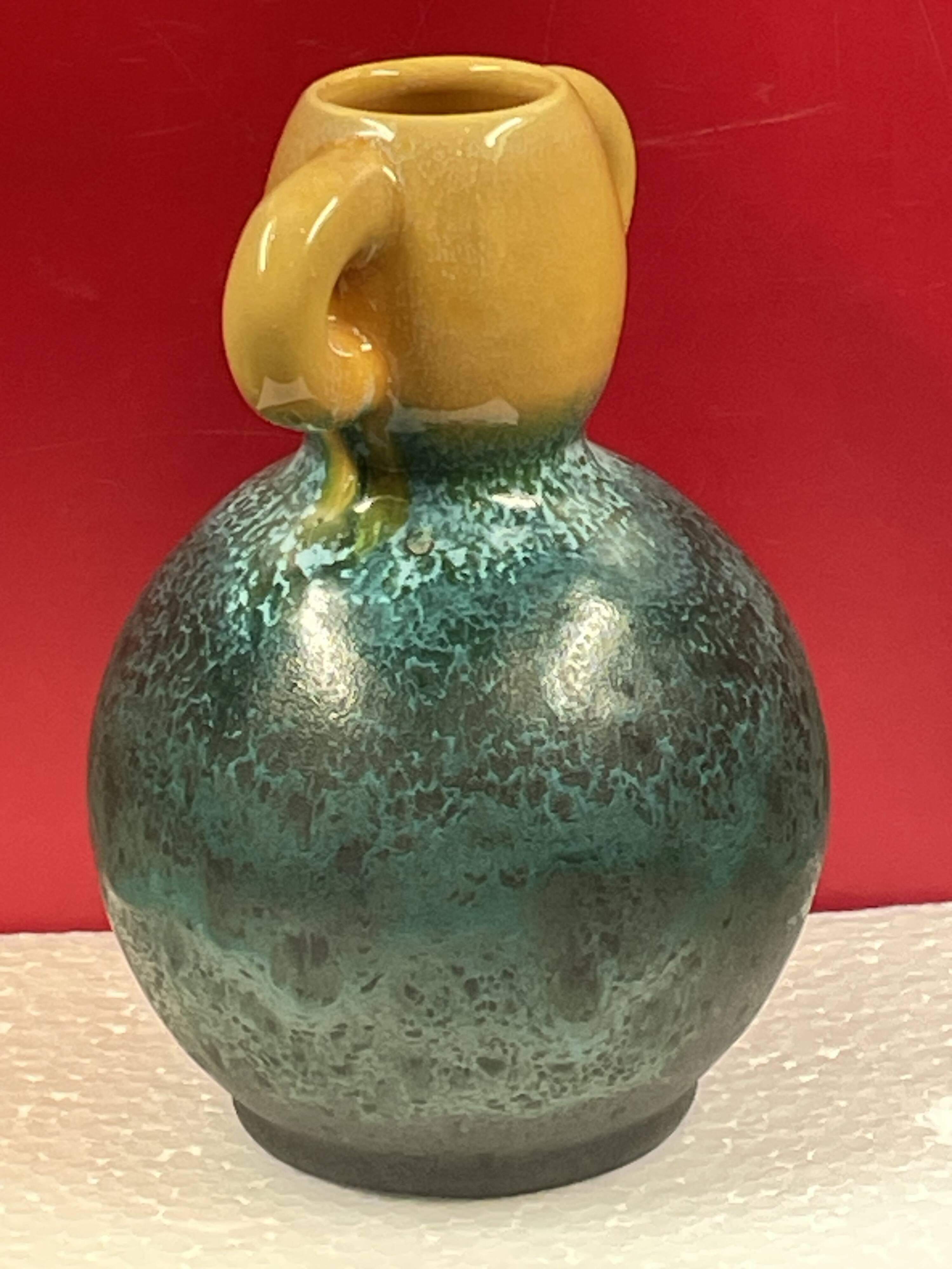 Accolay ear vase Ceramic Turquoise Blue & yellow 17 cm