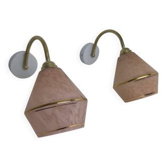 Paire d’appliques en verre de Clichy vintage