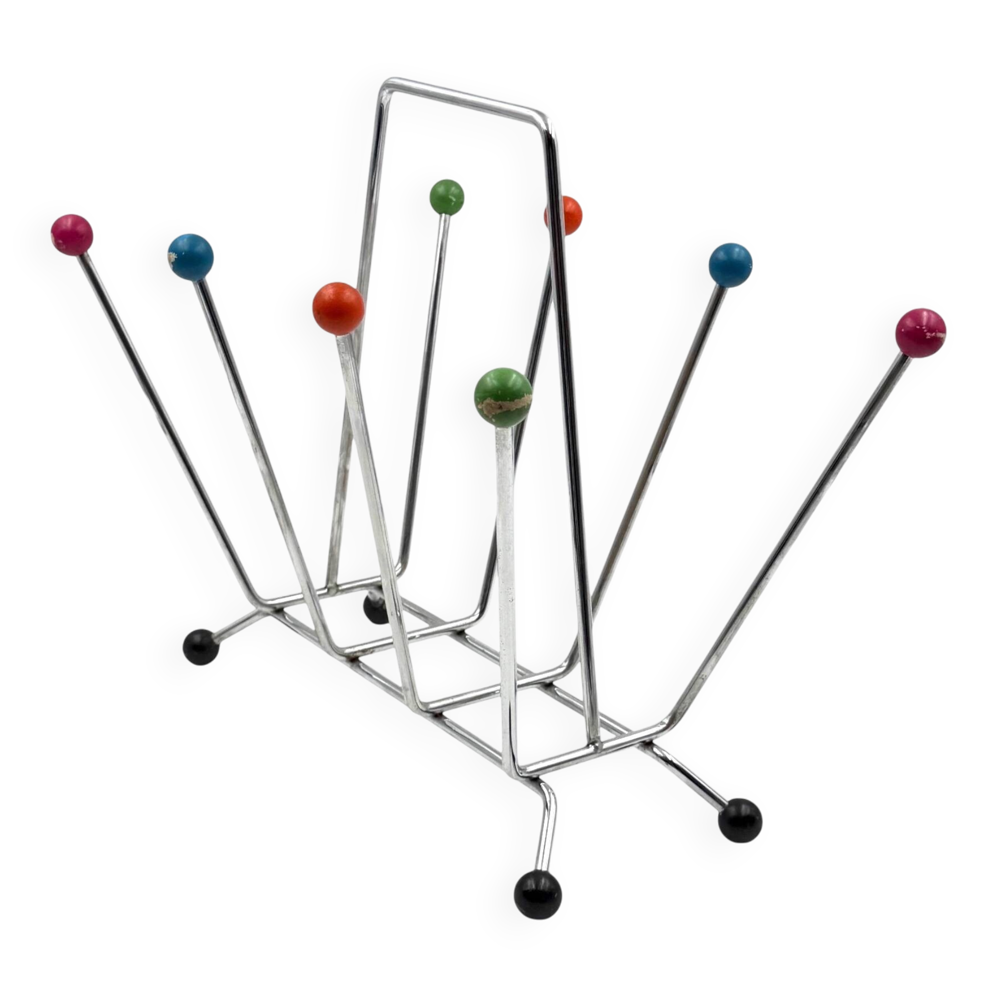 Space age magazine rack, in the manner of Charles and Ray Eames, Italy 1970