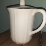 Service à café ou thé ancien blanc nacré avec un liseré argent, en demi porcelaine Badonviller