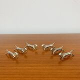 6 porte-couteaux chevaux en métal argenté vintage