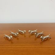 6 vintage silver metal horse knife rests