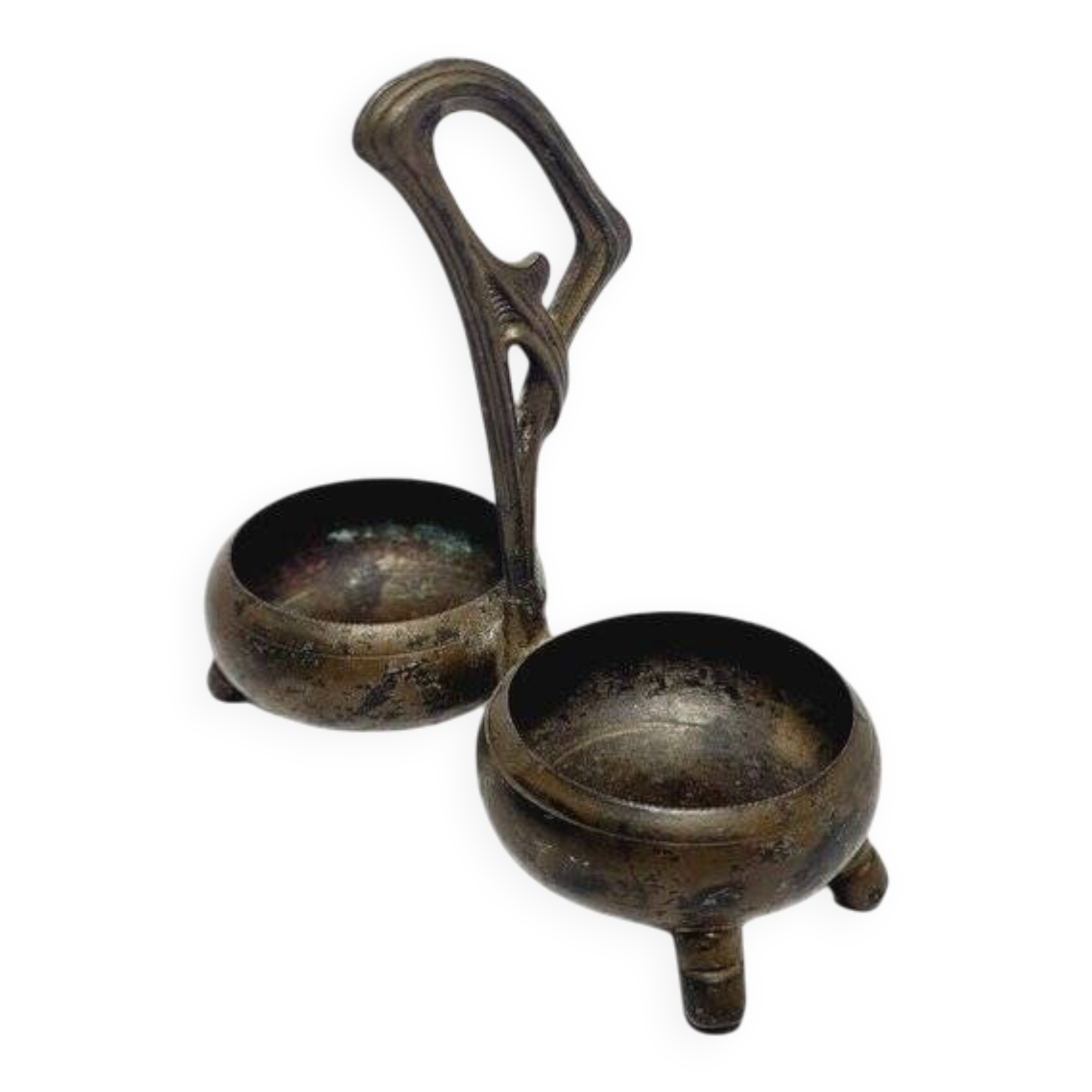 Art Nouveau salt and pepper holder by Niemen Glassworks, Poland, 1920s