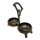 Porte-sel et poivre Art Nouveau par Niemen Glassworks, Pologne, années 1920