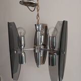 Veca style design pendant chandelier smoked glass 1960 6 lights