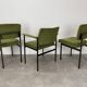2 chairs and 1 office armchair from the 1950s in green velvet and black metal.
