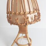 Midcentury Bamboo and Rattan Table Lamp, Attributed to Louis Sognot