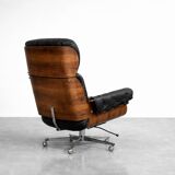 Vintage Mid-Century Modern Swiss Leather Lounge Chair from Giroflex