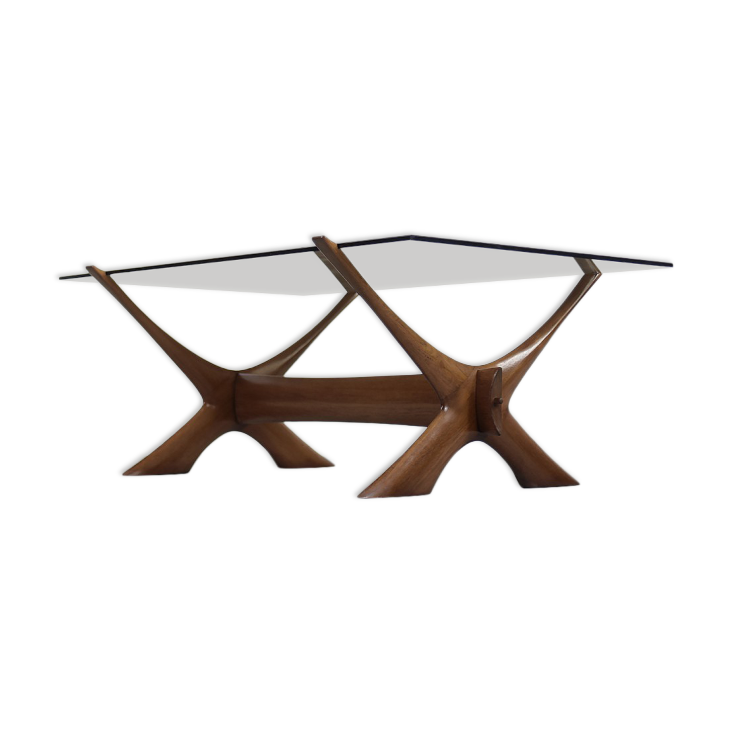 Mid-century scandinavian walnut condor coffee table by fredrik schriever-abeln for örebro glass, 196