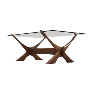 Mid-century scandinavian walnut condor coffee table by fredrik schriever-abeln for örebro glass, 196