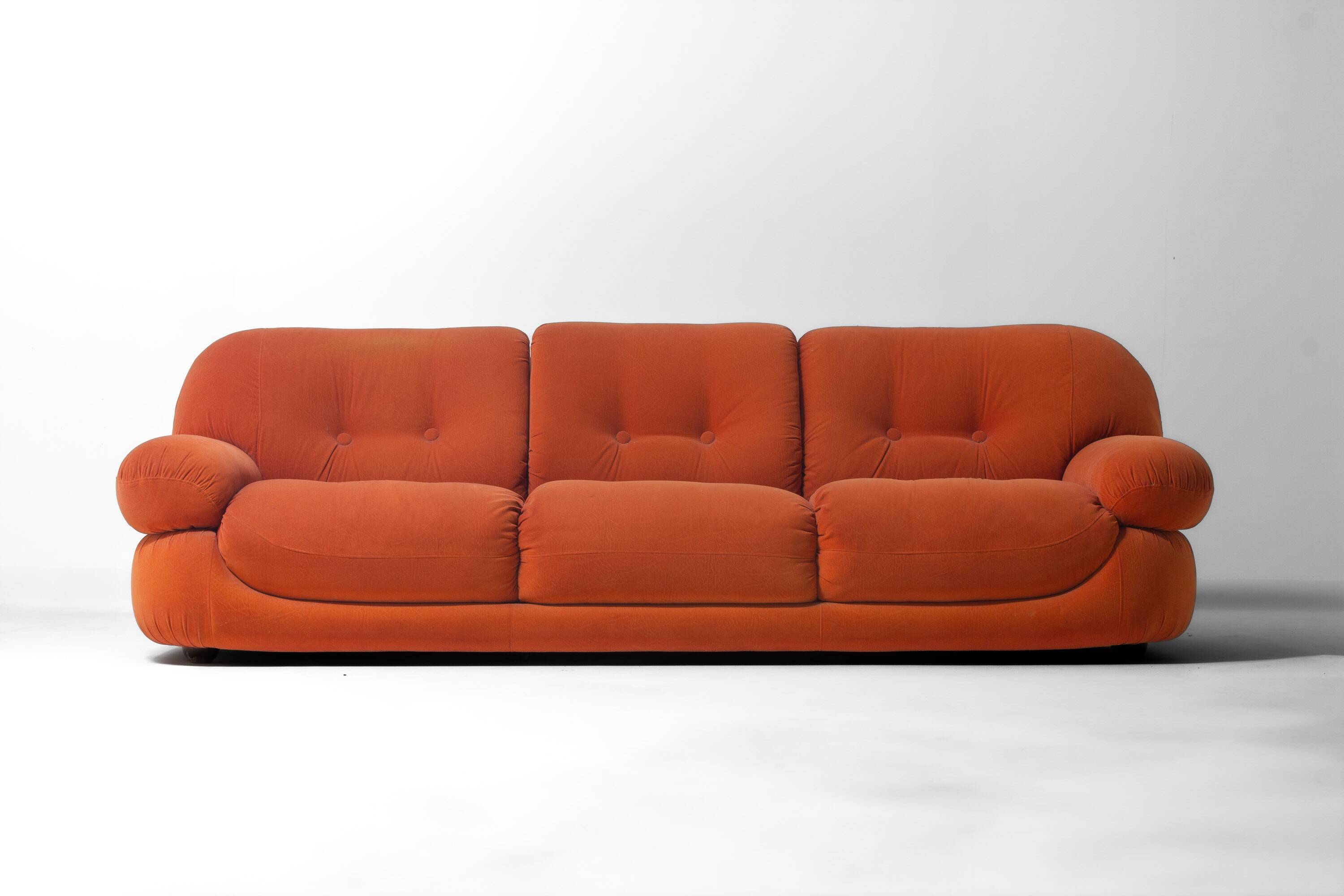 Vintage 'Sapporo' 3-seater sofa in suede by Mobil Girgi, 1970s