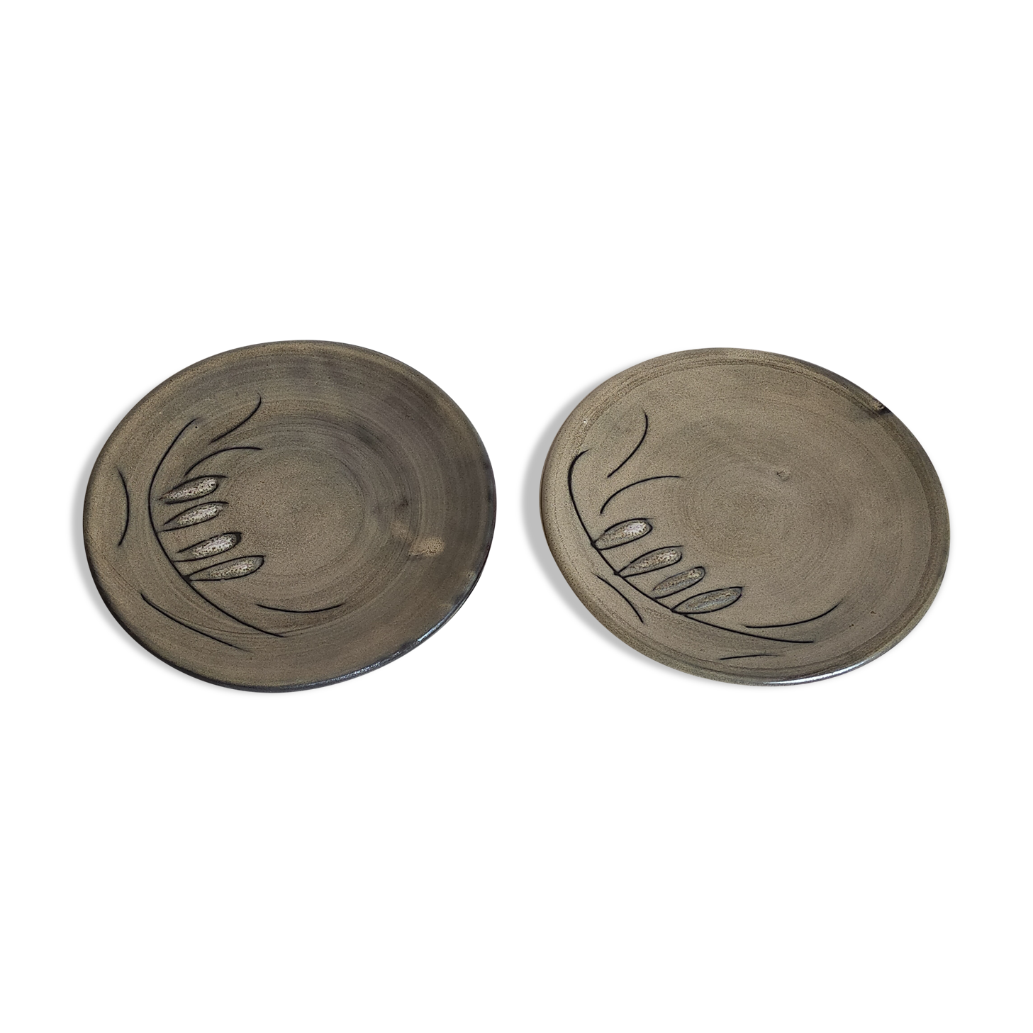 Duo of ceramic plates decorated with vintage foliage