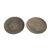 Duo d'assiettes en céramique au décor de feuillages vintages