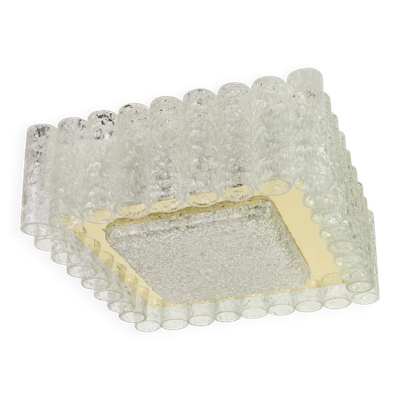 Plafonnier en tubes de verre glace Murano par Doria, Allemagne, années 1960