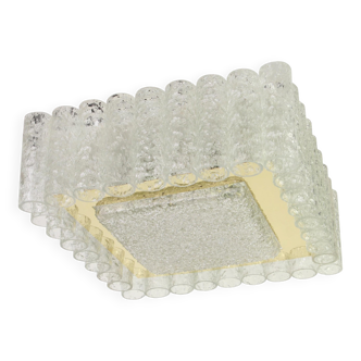 Superb ceiling light made of frosted Murano glass tubes by Doria, Germany, 1960s.