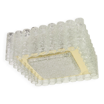 Superb ceiling light made of frosted Murano glass tubes by Doria, Germany, 1960s.