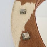 Vintage 1970s cowhide horseshoe mirror