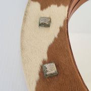 Vintage 1970s cowhide horseshoe mirror