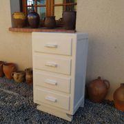 Art Deco chest of drawers in white painted wood with 4 drawers