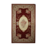 New handmade floral red wool needlepoint tapestry area rug- 91x152cm