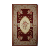 New handmade floral red wool needlepoint tapestry area rug- 91x152cm