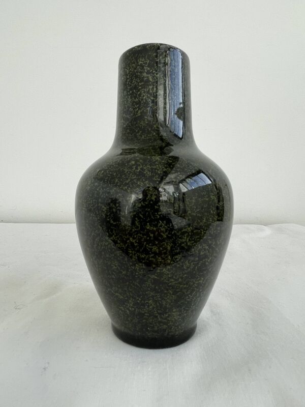 Vase, faïence émaillée de Sèvres, glaçure, vert moucheté, tacheté, Milet, XIXème siècle, élégant, dé