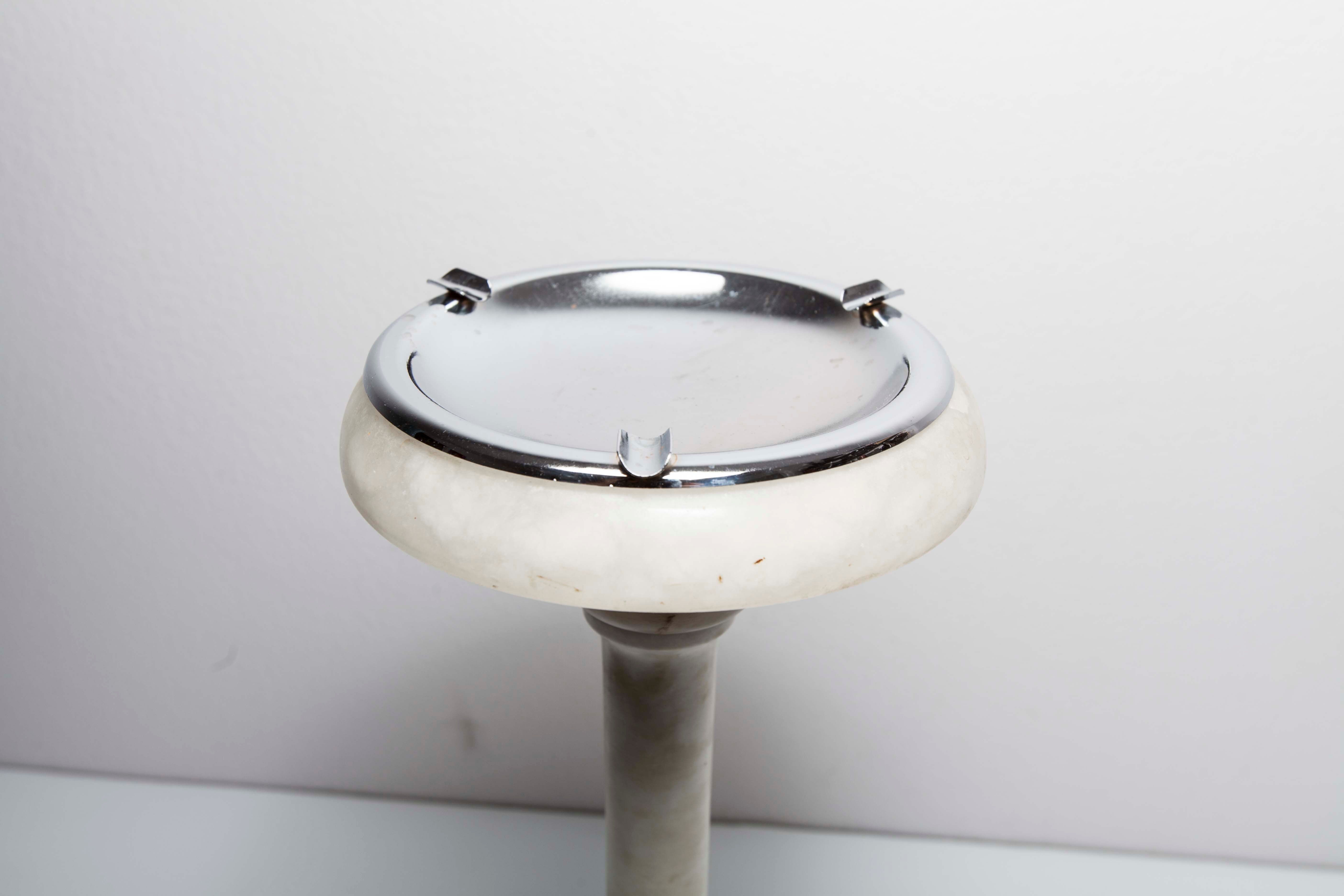 1930 white marble and chrome ashtray