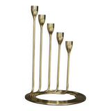 Ensemble de candélabres en laiton massif Spiral de design danois. Années 1960.