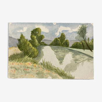 Aquarelle de paysage vintage