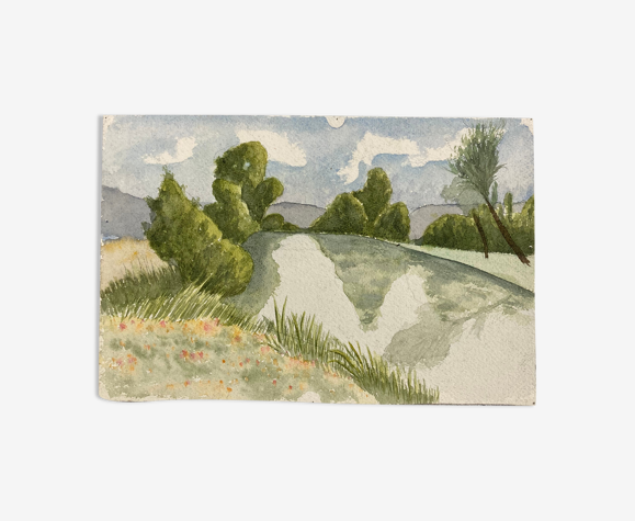 Aquarelle de paysage vintage