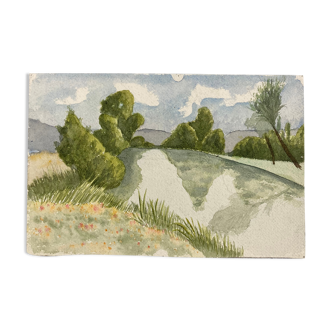 Aquarelle de paysage vintage