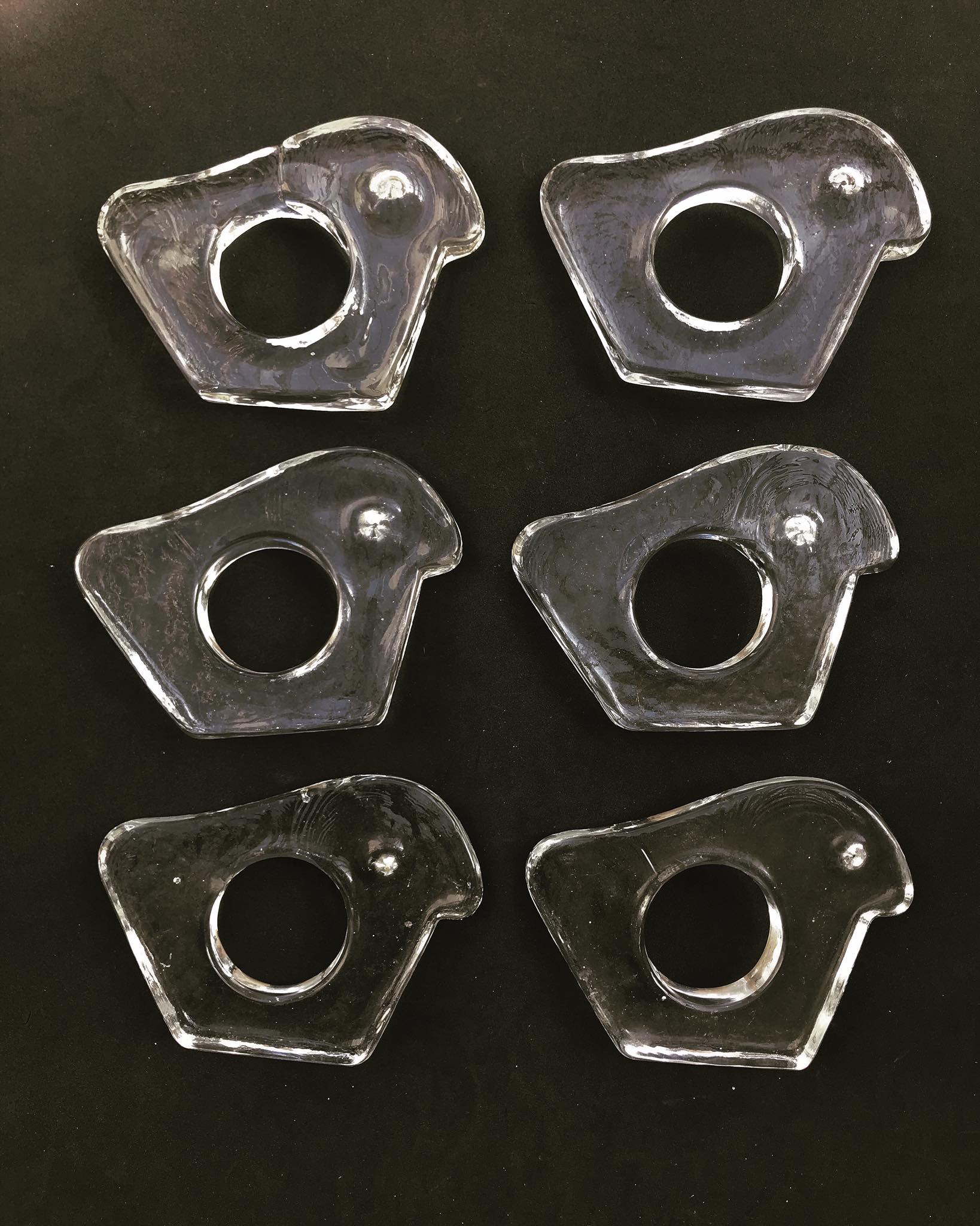 Pukeberg Sweden glass towel rings