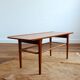 Coffee table double top Danish design teak and rattan 1960