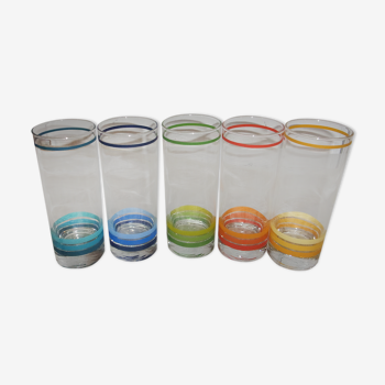 Set of 5 glasses to orangeade year 70