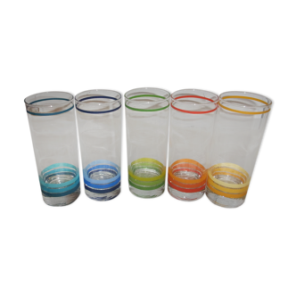 Lot de 5 verres à orangeade année 70