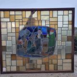 Large signed stained glass window
