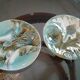 2 plates with asparagus / artichaud Barbotine 19th