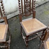 4 Henri II style chairs with twisted columns and cane seats